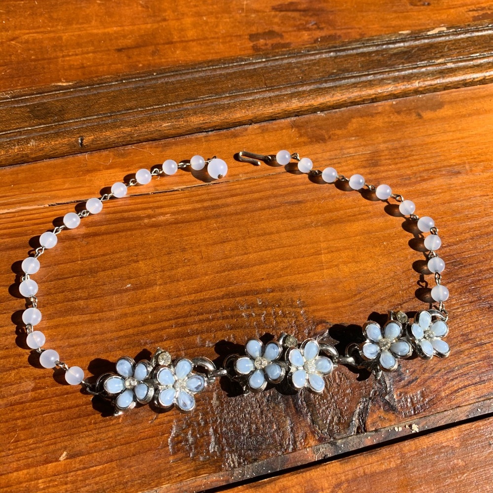 Vintage Blue & Rhinestone Choker